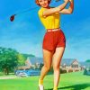 Vintage Woman Golfer Diamond Painting