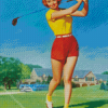 Vintage Woman Golfer Diamond Painting