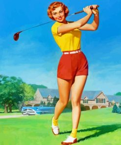 Vintage Woman Golfer Diamond Painting