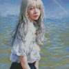 White Hair Girl Diamond Painting