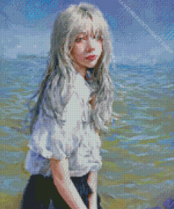 White Hair Girl Diamond Painting