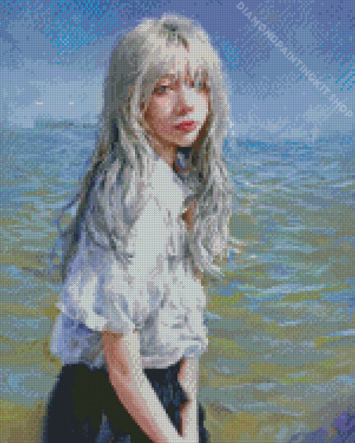 White Hair Girl Diamond Painting