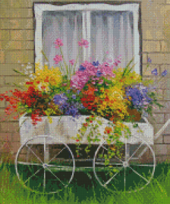 Flowers In Wagon Diamond Painting