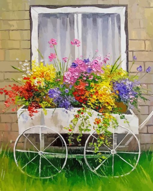 Flowers In Wagon Diamond Painting